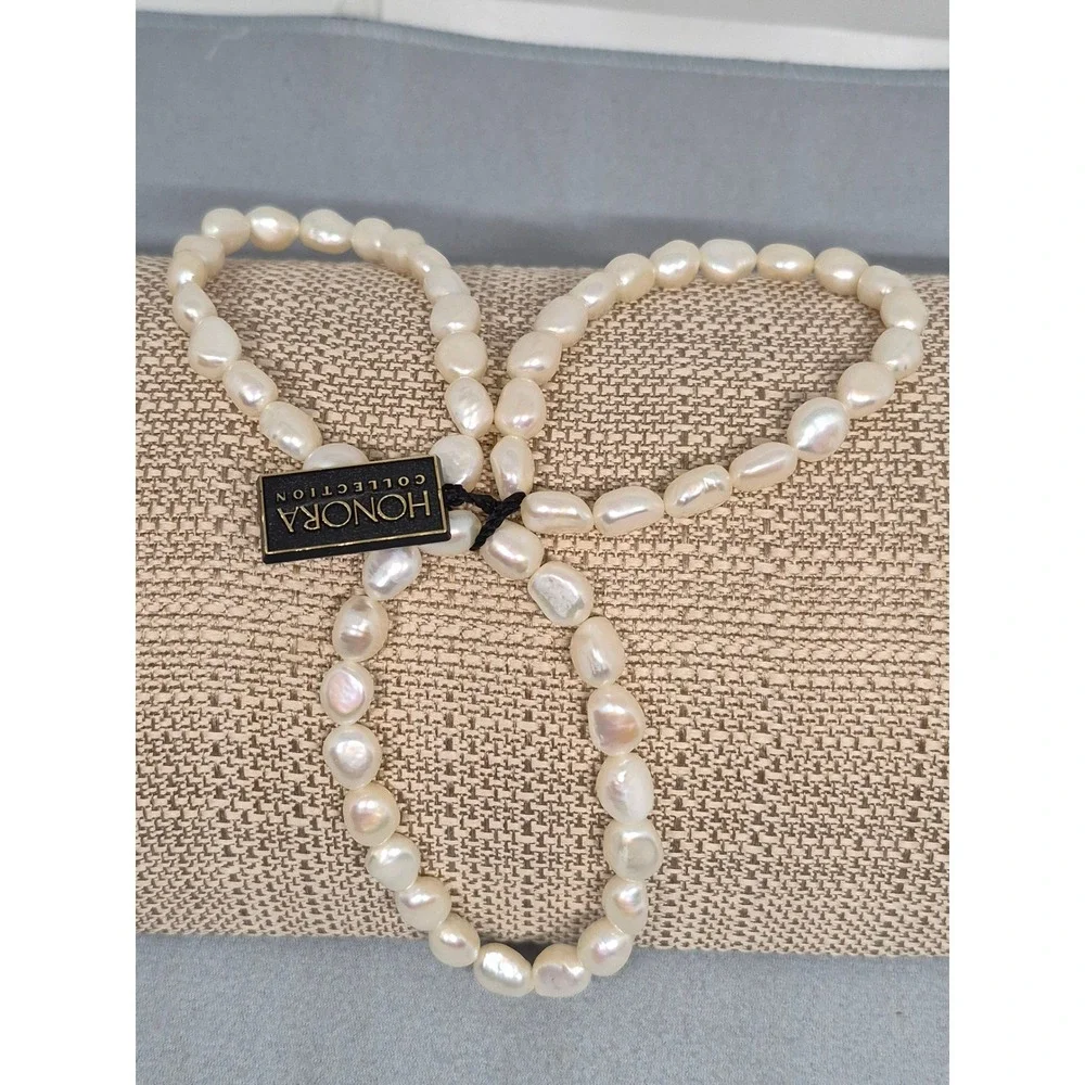 Freshwater‎ Pearl Bracelet Triple Strand Stretch White Baroque Cultured Jewelry